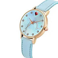 KIARVI GALLERY Analog Sweet Heart Dial Unique Designer Leather Strap Analogue Women's and Girl's Watch (Sky Blue-H)-thumb1