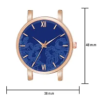 KIARVI GALLERY Analogue Flower Dial Unique Designer Leather Strap Women's and Girl's Watch (Blue)-thumb2