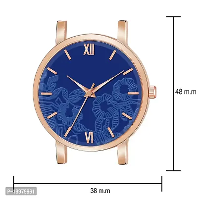 KIARVI GALLERY Analogue Flower Dial Unique Designer Leather Strap Women's and Girl's Watch (Blue)-thumb3