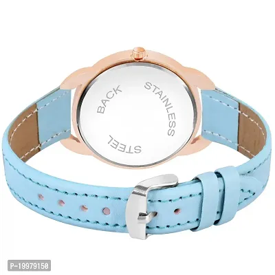 KIARVI GALLERY Analogue Copper Diamond Designer Queen Dial Leather Strap Watch for Girls and Women(Sky-Blue)-thumb3