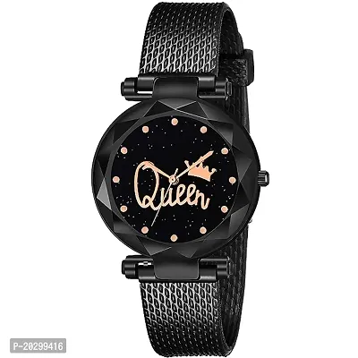 Kiarvi Gallery Black Queen Dial Pu Strap Analog Girl S And Women S Watch  Black Colored Strap