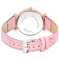 KIARVI GALLERY Analogue Queen Designer Dial Leather Strap Combo Watch for Girls and Women(Blue-Brown) (Pink-Peach)-thumb2
