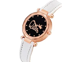 KIARVI GALLERY Analogue Queen Designer Dial Leather Strap Watch for Girls and Women(Pink) (White)-thumb1