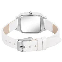 KIARVI GALLERY Analogue Square Dial Leather Strap Girl's Women's Watch (White)-thumb3