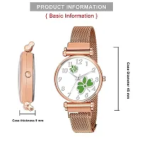 KIARVI GALLERY Clausal Flower Designer Multicolored Dial Rose Gold Magnetic Metal Strap Analog Watch for Girl's and Women (Rose Gold Green Flower)-thumb4