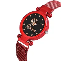 KIARVI GALLERY Analogue Queen Dial Magnetic Strap Girl's  Women's Watch (Red-Q)-thumb1