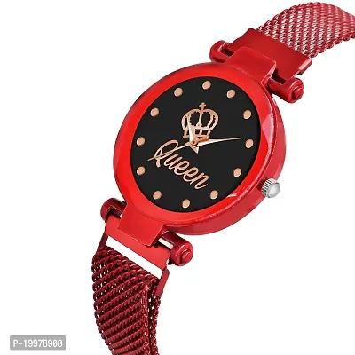 KIARVI GALLERY Analogue Queen Dial Magnetic Strap Girl's  Women's Watch (Red-Q)-thumb2