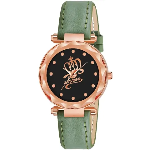 KIARVI GALLERY Analogue Princess Designer Dial Leather Strap Watch for Girls and Women(Pink) (Green)