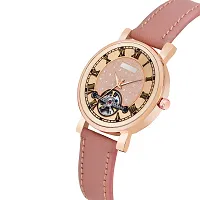 KIARVI GALLERY Analogue Stylish Leather Strap Women's and Girl's Watch (Peach)-thumb1