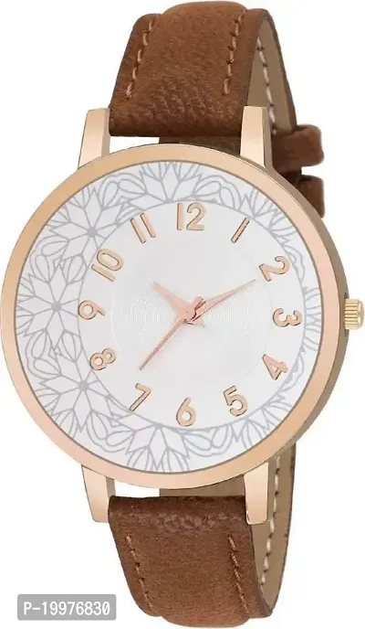 Kiarvi Gallery Latest Collection's White Dial Watch of Leather Strap for Women-thumb0