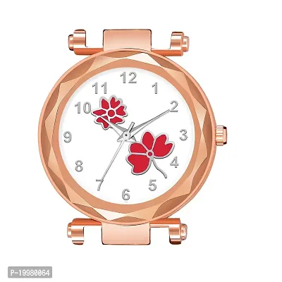 KIARVI GALLERY Analogue Flower Designer Leather Strap Women's and Girl's Watch (Peach-Red)-thumb3