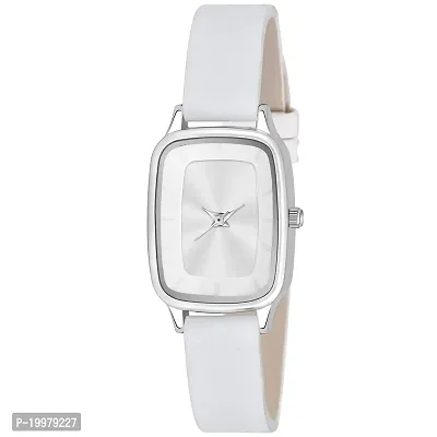 KIARVI GALLERY Analogue Square Dial Leather Strap Girl's Women's Watch (White)