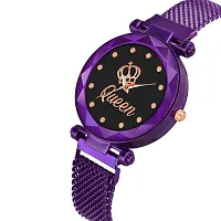 KIARVI GALLERY Analogue Queen Dial Magnetic Strap Girl's  Women's Watch (Purple-Q)-thumb1