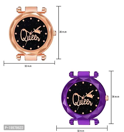 KIARVI GALLERTY Analogue Queen Dial Rose Gold and Purple Combo PU Strap Analog Watch for Girls and Women (Pack of 2)-thumb3