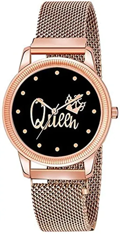 KIARVI GALLERY Casual Analogue Queen Dial with Magnetic Metal Strap Analog Watch for Girl's and Women
