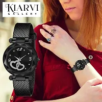 KIARVI GALLERY Black and Rose Gold Heart Dial Designer PU Strap Analog Watch for Girl's and Women (Pack of 2) (Black Gold) (Black-Blue)-thumb4