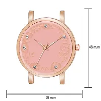 KIARVI GALLERY Analogue Diamond Studded Flower Dial Unique Designer Leather Strap Women's and Girl's Watch (Peach)-thumb2