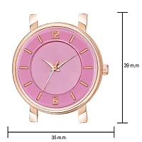 KIARVI GALLERY Analogue 6 to 12 Antique Dial Designer Leather Strap Women's and Girl's Watch (Pink)-thumb2