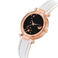 KIARVI GALLERY Analogue Moon Designer Dial Leather Strap Watch for Girls and Women(Peach) (White)-thumb1