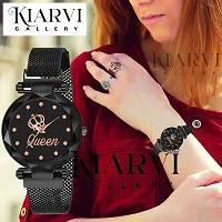 KIARVI GALLERY Analogue Queen Dial Magnetic Strap Girl's  Women's Watch (Black-Q)-thumb4