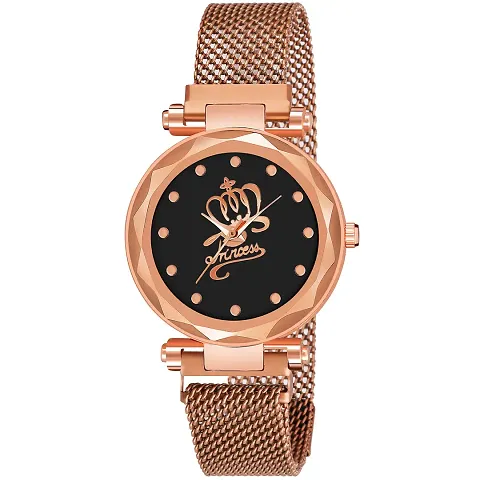 KIARVI GALLERY Analogue Princess Dial Magnetic Strap Girl's Women's Watch (Rose Gold-Q)