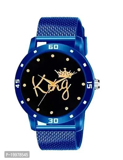 KIARVI GALLERY Analogue Black King Dial PU Strap Boys and Men's Watches (Blue)