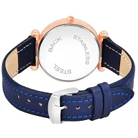 KIARVI GALLERY Analogue Blue Flower Dial Designer Leather Strap Women's and Girl's Watch (Blue)-thumb2