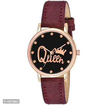 KIARVI GALLERY Analogue Black Queen Dial Stylish Premium Leather Strap Watch for Girls and Women(Pink) (Brown)