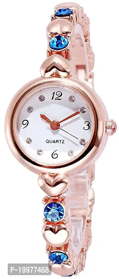 Kiarvi Gallery Designer Diamond Metal Strap with White dial Analog Watch for Girl