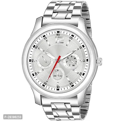 Kiarvi Gallery Analogue White Dial Metal Stap Watch For Boys And Men-thumb0