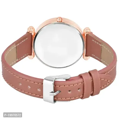 KIARVI GALLERY Analogue Queen Designer Dial Leather Strap Watch for Girls and Women(Pink) (Peach)-thumb3