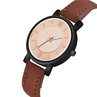 KIARVI GALLERY Analogue Round Dial Stylish Premium Leather Strap Watch for Girls and Women (Pack of -2, Black-Brown)-thumb3