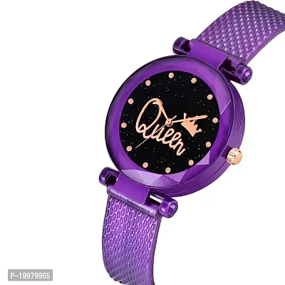 KIARVI GALLERY Purple Queen Dial PU Strap Analog Girl's and Women's Watch (Purple Colored Strap)-thumb2