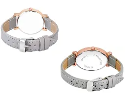 KIARVI GALLERY Analogue Pack of 2 Multicolored Flower Designer Leather Strap Women's and Girl's Watch (Grey-F)-thumb2