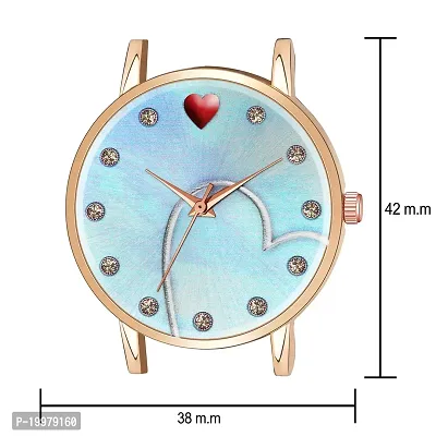 KIARVI GALLERY Analog Sweet Heart Dial Unique Designer Leather Strap Analogue Women's and Girl's Watch (Sky Blue-H)-thumb3