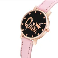 KIARVI GALLERY Analogue Queen Designer Dial Leather Strap Combo Watch for Girls and Women(Blue-Brown) (Pink-Peach)-thumb1