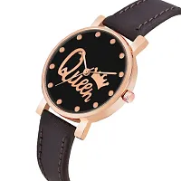 KIARVI GALLERY Analogue Black Queen Dial Stylish Premium Leather Strap Watch for Girls and Women(Pink) (Maroon)-thumb1