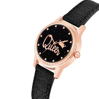 KIARVI GALLERY Clusal Analogue Queen Dial Unique Designer Leather Strap Watch for Girl's and Women's (Black)-thumb1