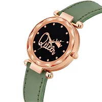 KIARVI GALLERY Analogue Queen Designer Dial Leather Strap Watch for Girls and Women(Pink) (Green)-thumb1