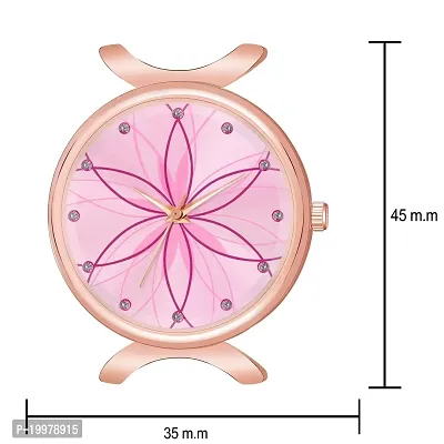 KIARVI GALLERY Analogue Black Full Flower Dial Unique Designer Leather Strap Women's and Girl's Watch (Pink)-thumb4