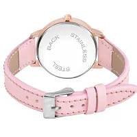KIROH Analog Round Dial Designer Premium Leather Strap Analog Watch for Girls  Women(GRN-GRN) (Pink-Grey)-thumb1