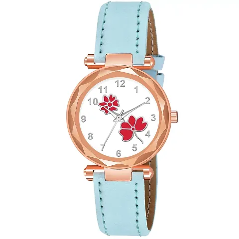 KIARVI GALLERY Analogue Flower Designer Leather Strap Women's and Girl's Watch