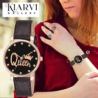 KIARVI GALLERY Analogue Black Queen Dial Stylish Premium Leather Strap Watch for Girls and Women(Pink) (Maroon)-thumb3