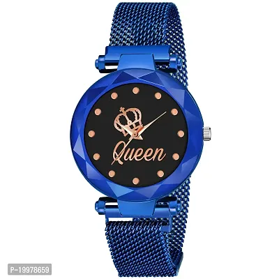 KIARVI GALLERY Analogue Queen Dial Magnetic Strap Girl's  Women's Watch (Blue-Q)-thumb0