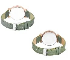 KIARVI GALLERY Analogue Pack of 2 Multicolored Flower Designer Leather Strap Women's and Girl's Watch (Green-F)-thumb2