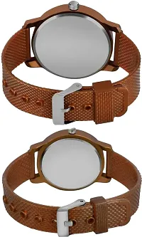 KIARVI GALLERY Analogue Lovers Couple King and Queen Dial PU Strap Men's and Women's Couple Watch(Combo, Pack of 2) (Brown-2)-thumb2