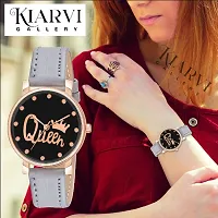 KIARVI GALLERY Analogue Black Queen Dial Stylish Premium Leather Strap Watch for Girls and Women(Pink) (Grey)-thumb3