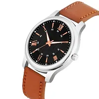 KIARVI GALLERY Analogue Leather Boy's and Men's Watch(Black Dial,Brown Leather Strap) (Brown-BLK)-thumb1