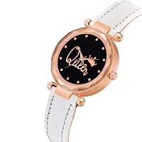 KIARVI GALLERY Analogue Queen Dial Leather Belt Watch for Girl's and Women's (White)-thumb1