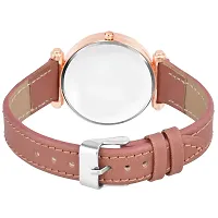 KIARVI GALLERY Analogue Flower Designer Leather Strap Women's and Girl's Watch (Peach-Pink)-thumb3